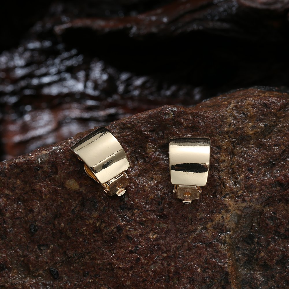 TongLing New Arrivals Alloy 18K Gold Plated Smooth Wide Face Ear Buckle Earrings Fashion Jewelry For Gift