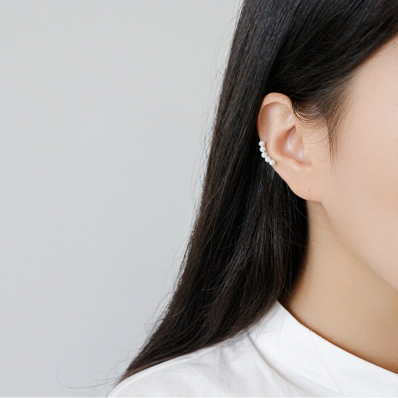 European Simple Clip Cuff Earrings Dainty Conch Cute 925 Sterling Silver Pear Cuff Earring Single Piece