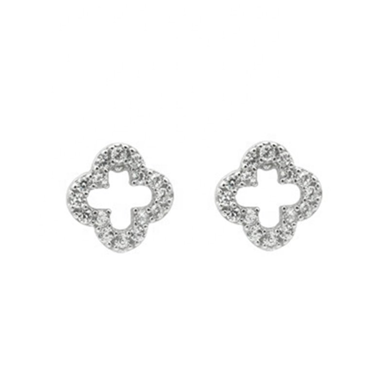 Wholesale Minimalist Hollow Out Zircon 925 Sterling Silver Fashion Stud Earring Fine Jewelry Earrings For Girls