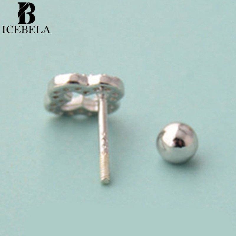 Wholesale Minimalist Hollow Out Zircon 925 Sterling Silver Fashion Stud Earring Fine Jewelry Earrings For Girls