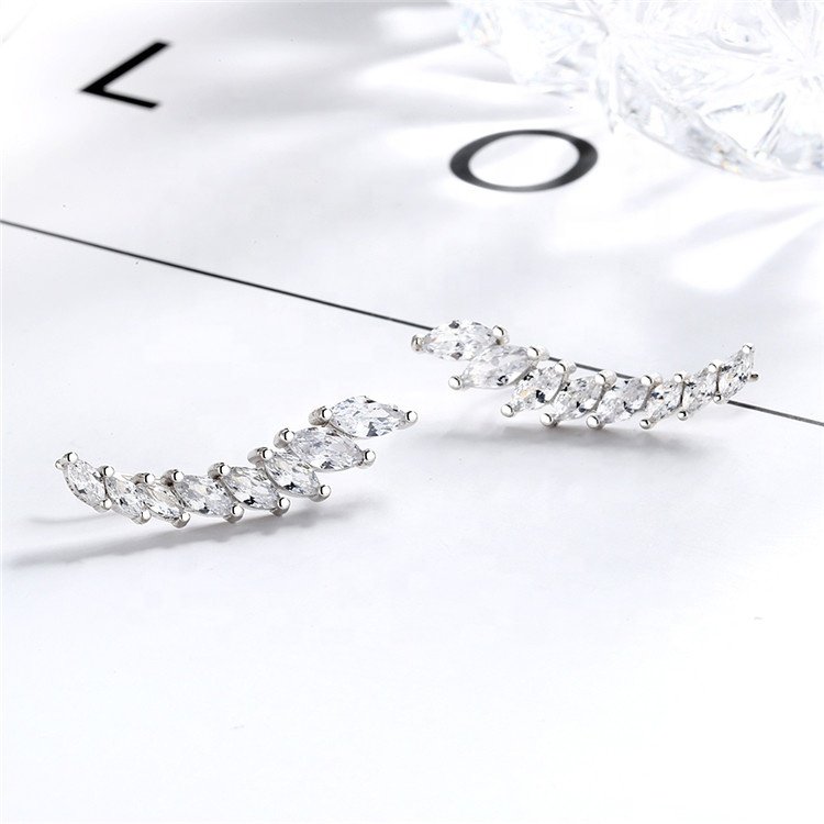 Fine Jewelry 925 Sterling Silver Ear Clip cz Earrings