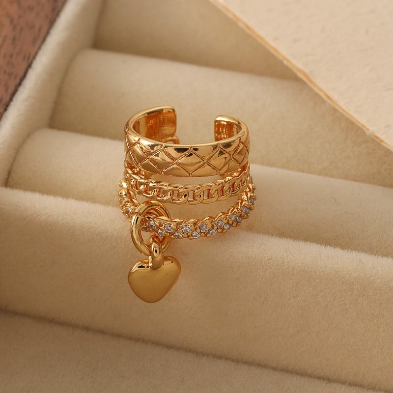 European and American new micro-paved zircon rhombus pattern love ear cuff personalized fashionable versatile earrings for women