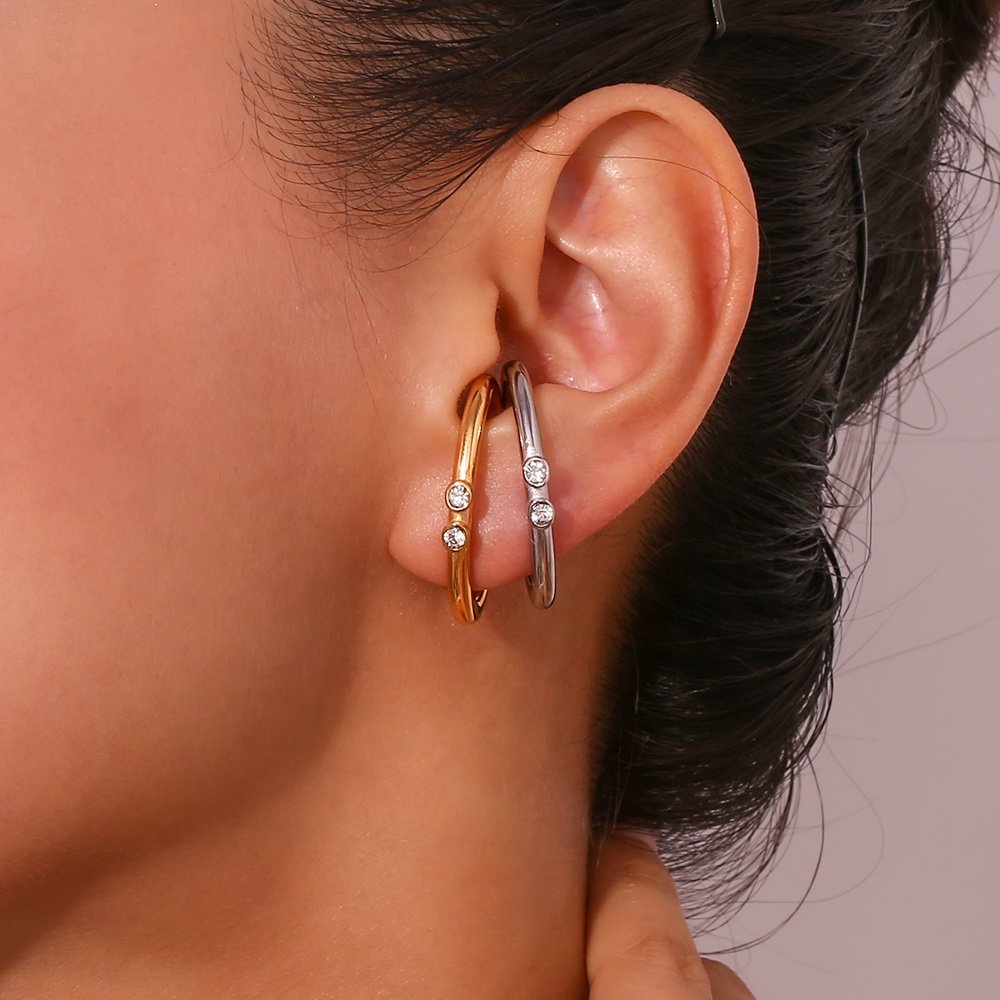2023 New Arrivals Cuff Design Minimalist Stud Earrings For Women Gold Plated Stainless Steel Women Jewelry