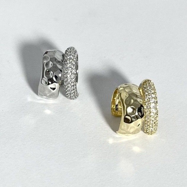 Gold Silver Plated Tennis Ear Clip On Layered Thick Chunky Crystal Ear Cuff Earrings for Women
