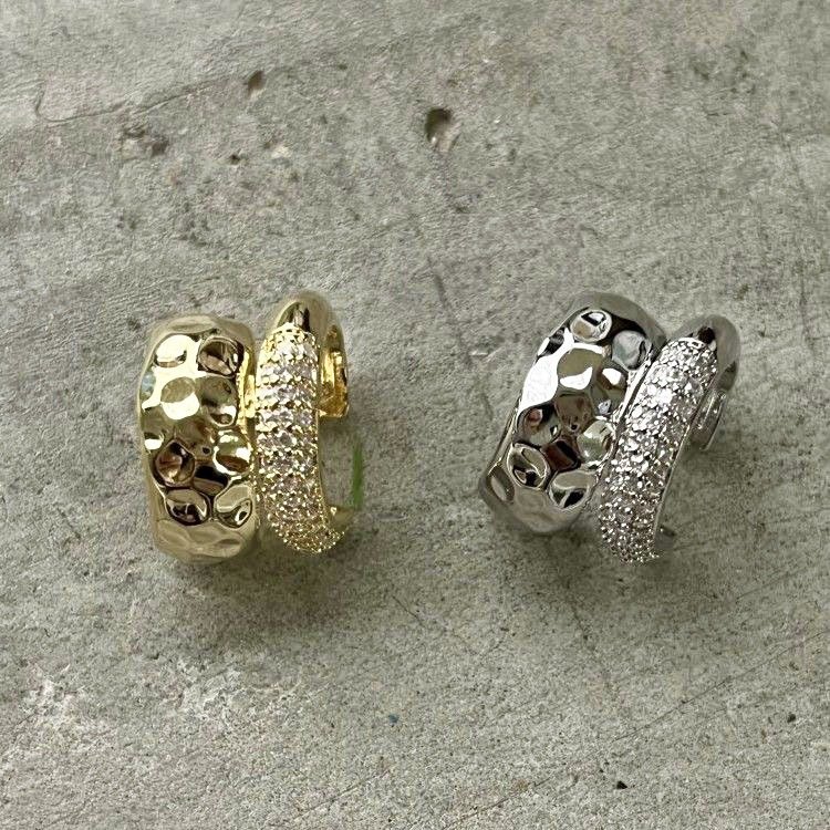 Gold Silver Plated Tennis Ear Clip On Layered Thick Chunky Crystal Ear Cuff Earrings for Women