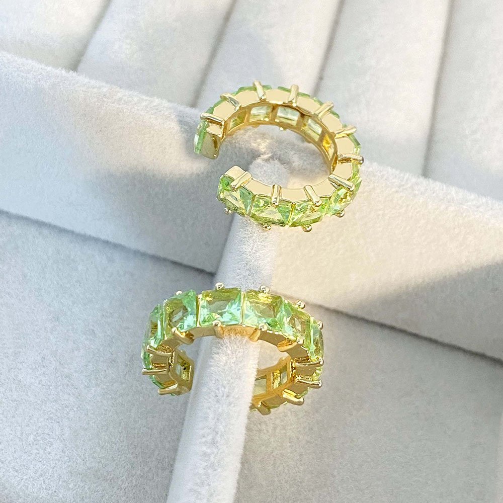 Summer Colorful Millenia Jewelry Light Green CZ Ear Cuff 925 Sterling Silver Mexico America Non-piercing Earrings Gold for Party