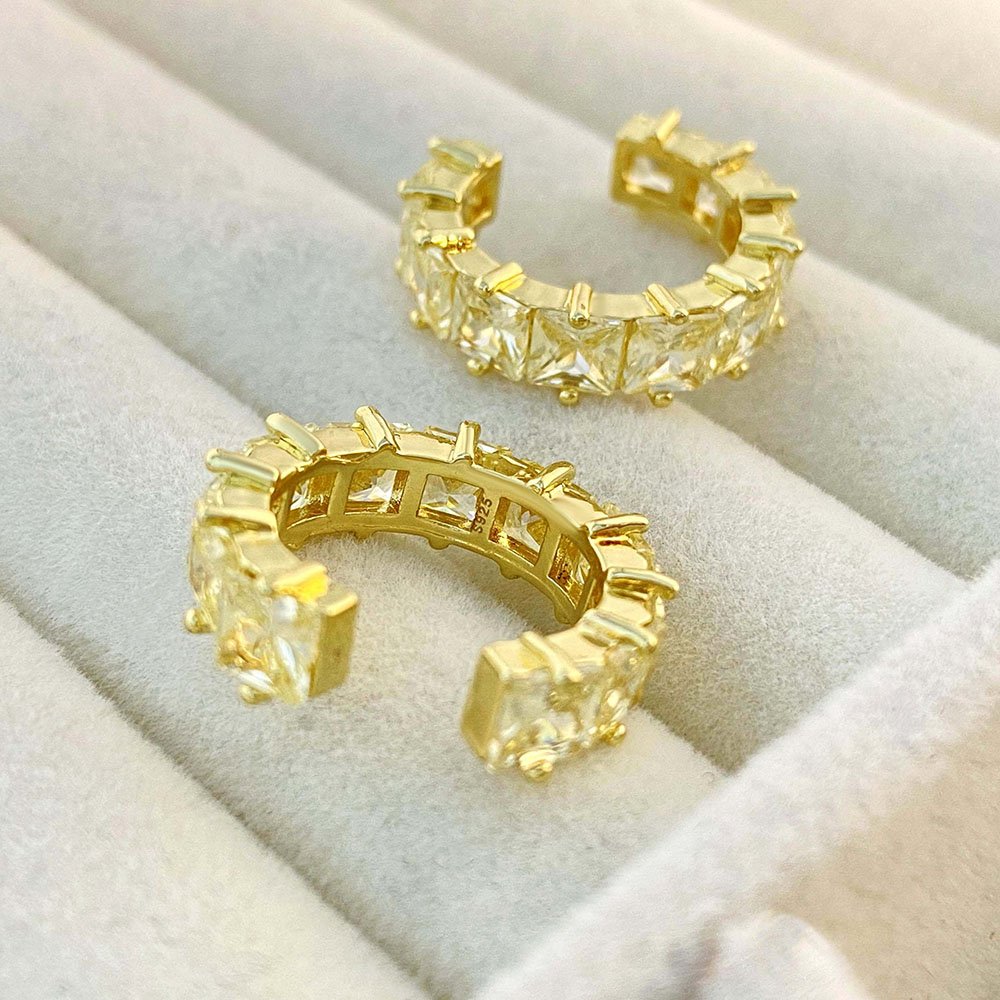 Summer Colorful Millenia Jewelry Light Green CZ Ear Cuff 925 Sterling Silver Mexico America Non-piercing Earrings Gold for Party