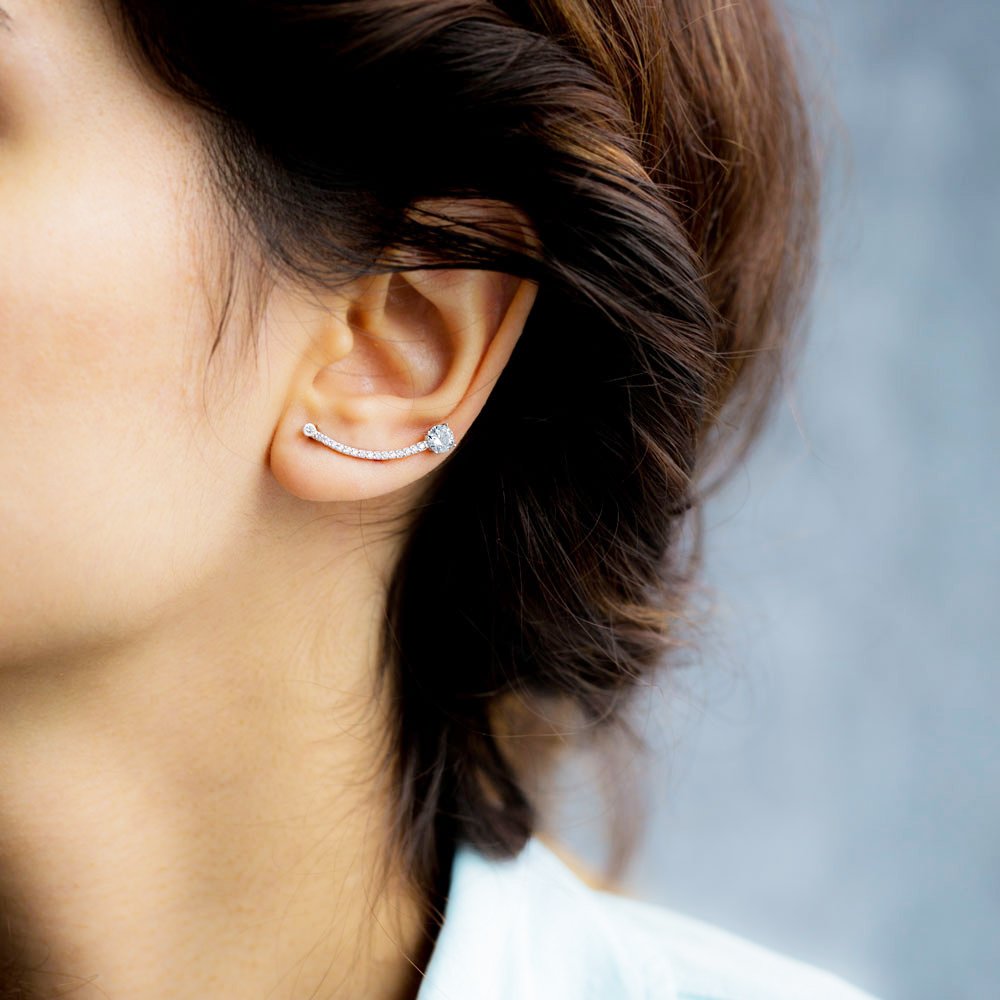 Square Design Stylish Ear Cuff Earring Designs Turkish Handmade 925 Sterling Silver High Quality Jewelry