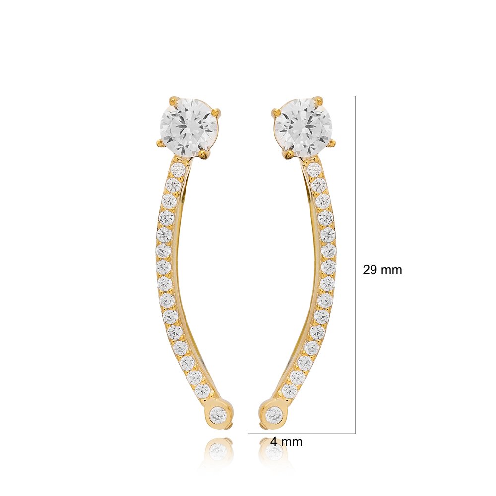 Square Design Stylish Ear Cuff Earring Designs Turkish Handmade 925 Sterling Silver High Quality Jewelry