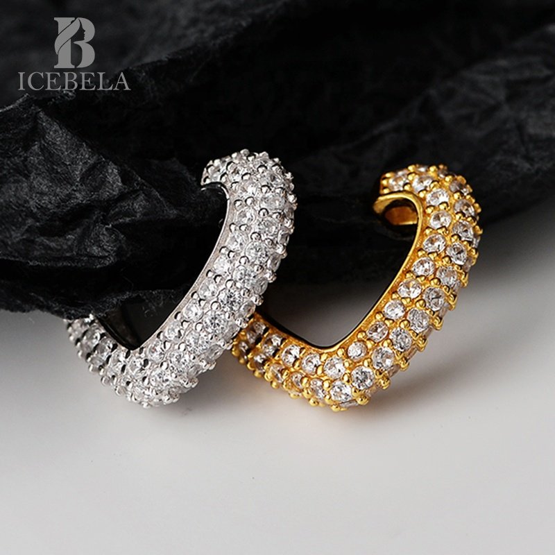 New Arrival Luxury Ear Cuff Fashion Earrings Fine Jewelry Heart Shape Pave Zircon 925 Sterling Silver Earrings For Girls Women