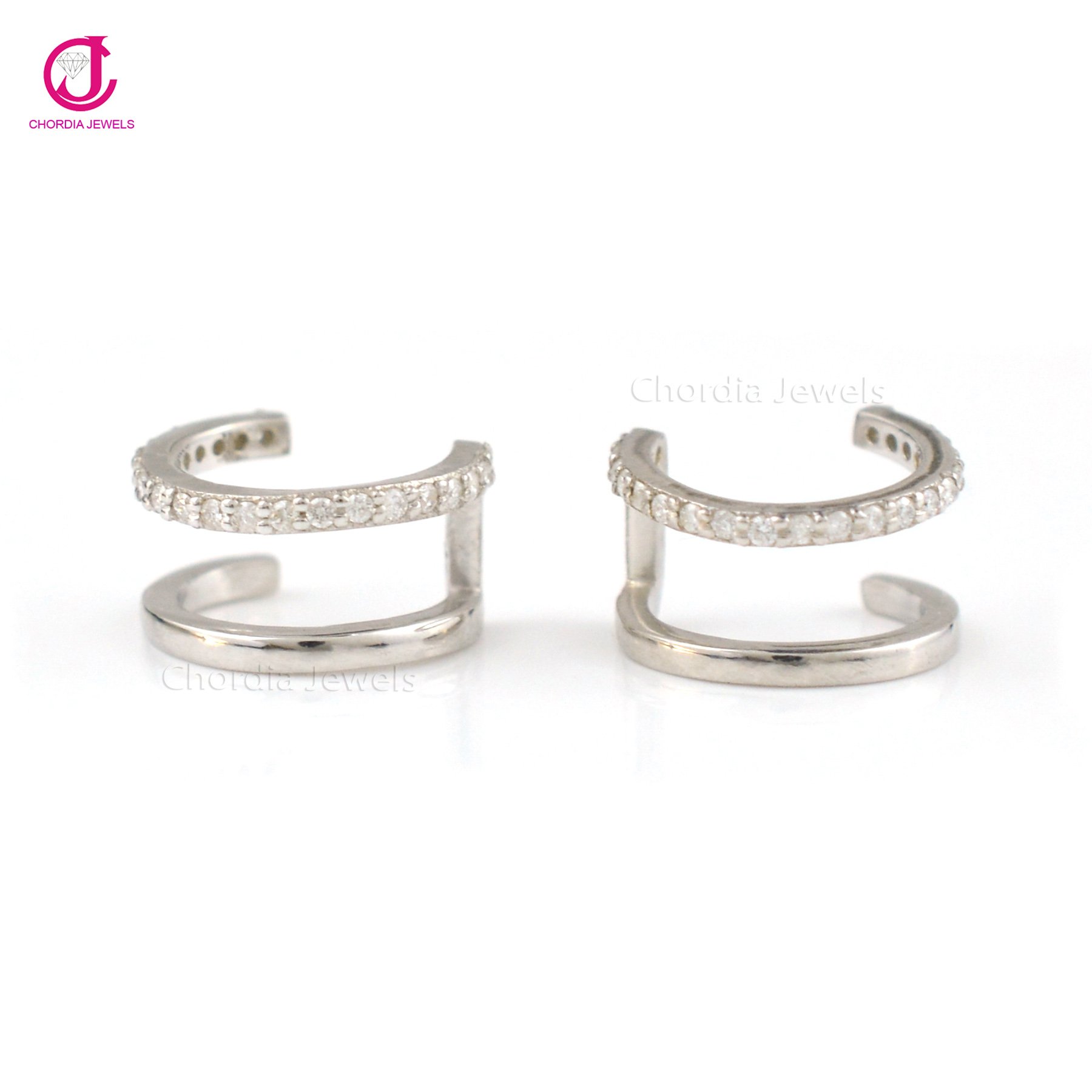 Ear Cuff Diamonds Fashion Jewelry Minimalist 925 Sterling Silver with Natural for Woman Earrings 100% Natural Customised LOGO