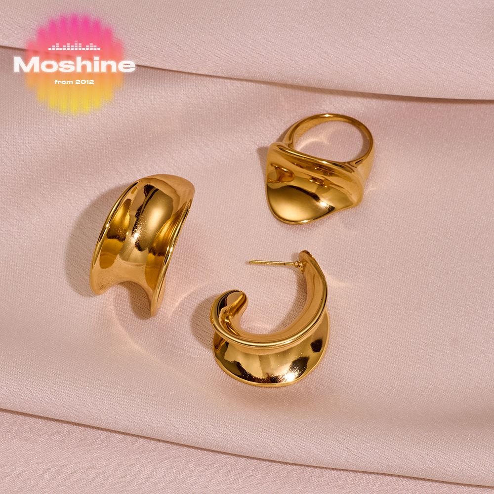 MS 2024 Wholesale Fine Jewelry for Women Trendy 18K Gold Plated Stainless Steel Non-Piercing Cuff Earrings for Wedding