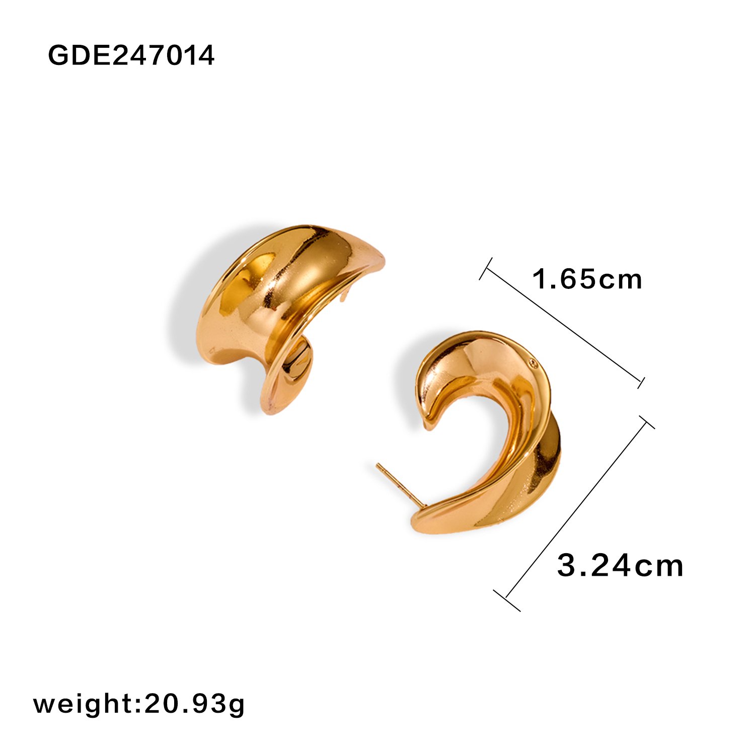MS 2024 Wholesale Fine Jewelry for Women Trendy 18K Gold Plated Stainless Steel Non-Piercing Cuff Earrings for Wedding