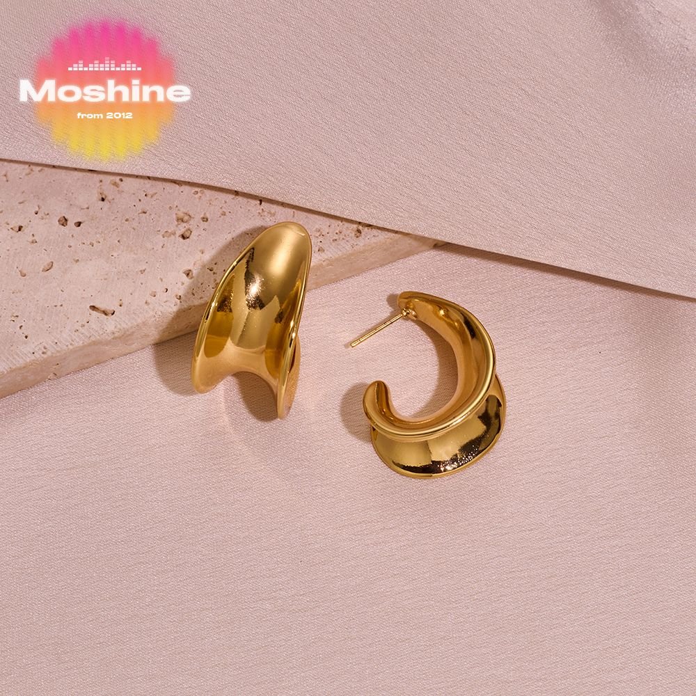 MS 2024 Wholesale Fine Jewelry for Women Trendy 18K Gold Plated Stainless Steel Non-Piercing Cuff Earrings for Wedding