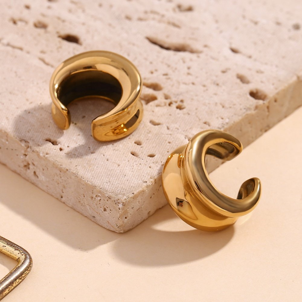 Minimalist Ear Cuff Waterproof Jewelry Summer Fashion Gold Plated Stainless Steel Earrings