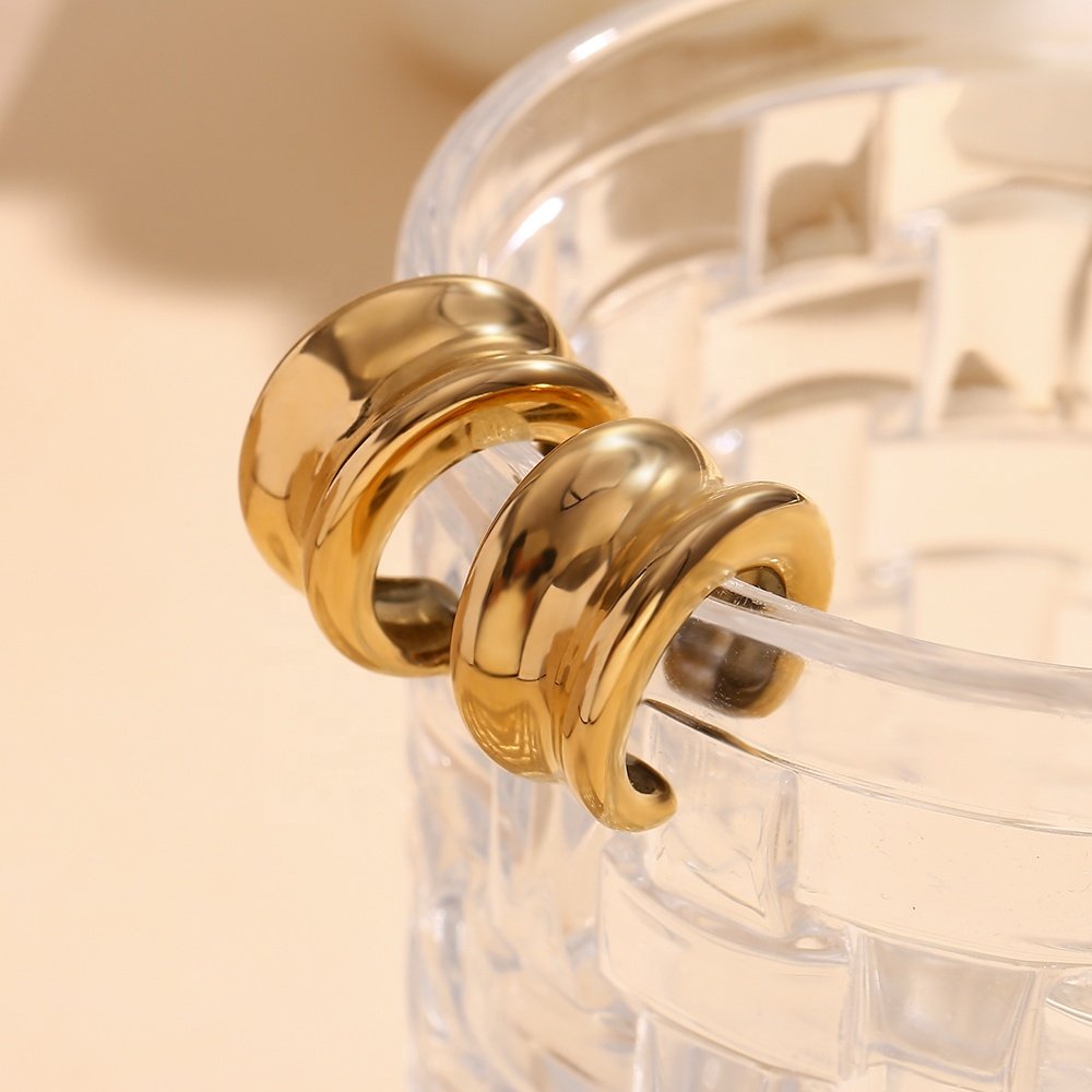 Minimalist Ear Cuff Waterproof Jewelry Summer Fashion Gold Plated Stainless Steel Earrings