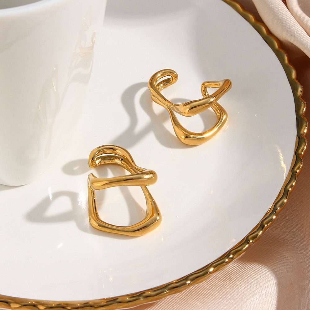 Aretas High Quality Fashion Earrings 2023 European And American Jewelry Exaggerated Earrings Hollow Irregular Cuff Earrings