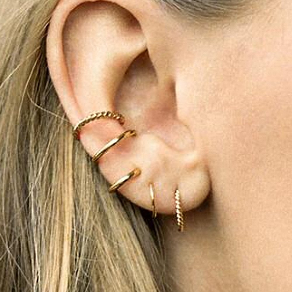 Trendy Fine Jewelry Earrings - Sterling Silver Threader Ear Cuffs with Spiral Twist Design for Women