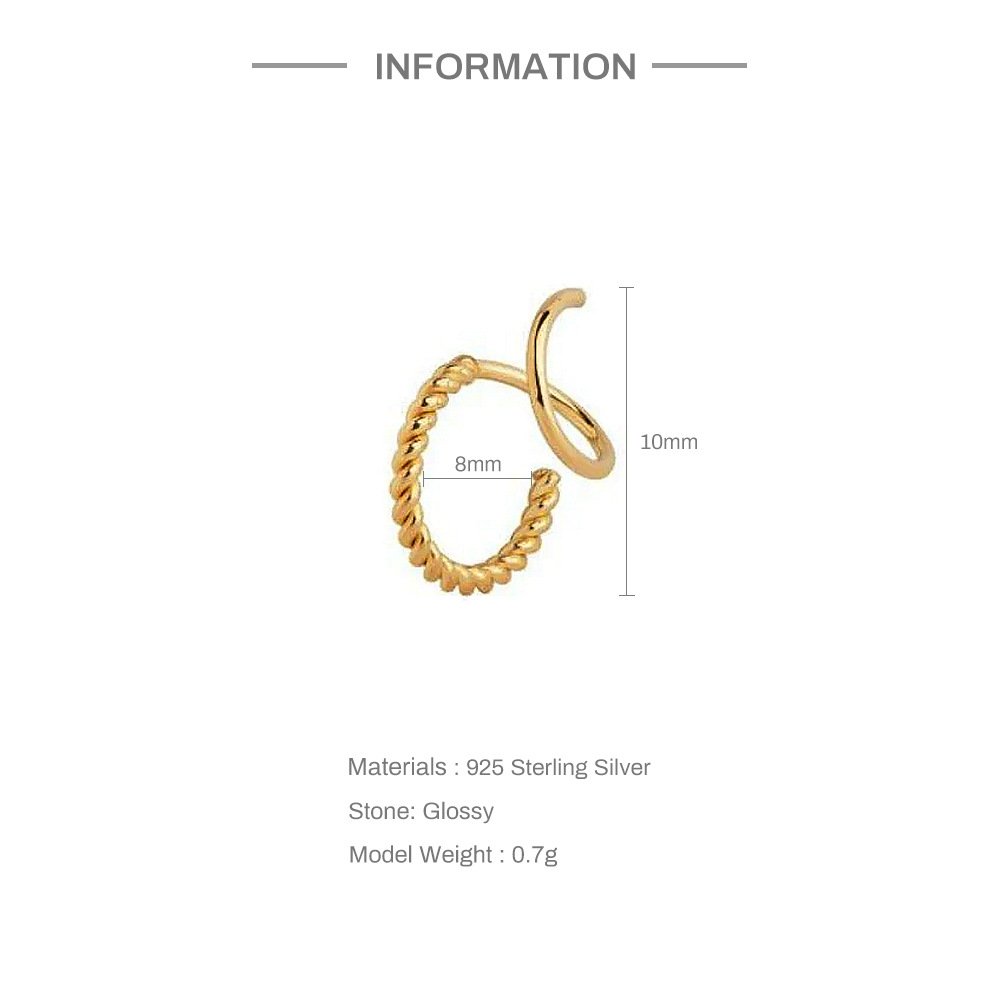 Trendy Fine Jewelry Earrings - Sterling Silver Threader Ear Cuffs with Spiral Twist Design for Women