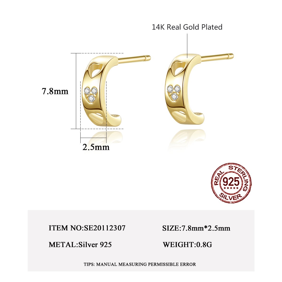 CZCITY 925 Silver Gold Plated Sterling Wholesale Cheap Earing Simple Ear Cuff 925Silver Jewelry Ear cuff Earring