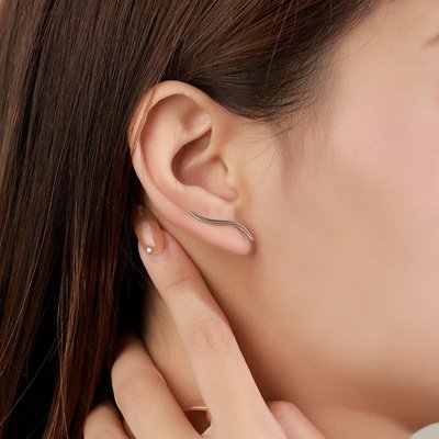 Delicate 925 Sterling Silver Crawler Earrings Cluster Star Climber Cuff Earrings