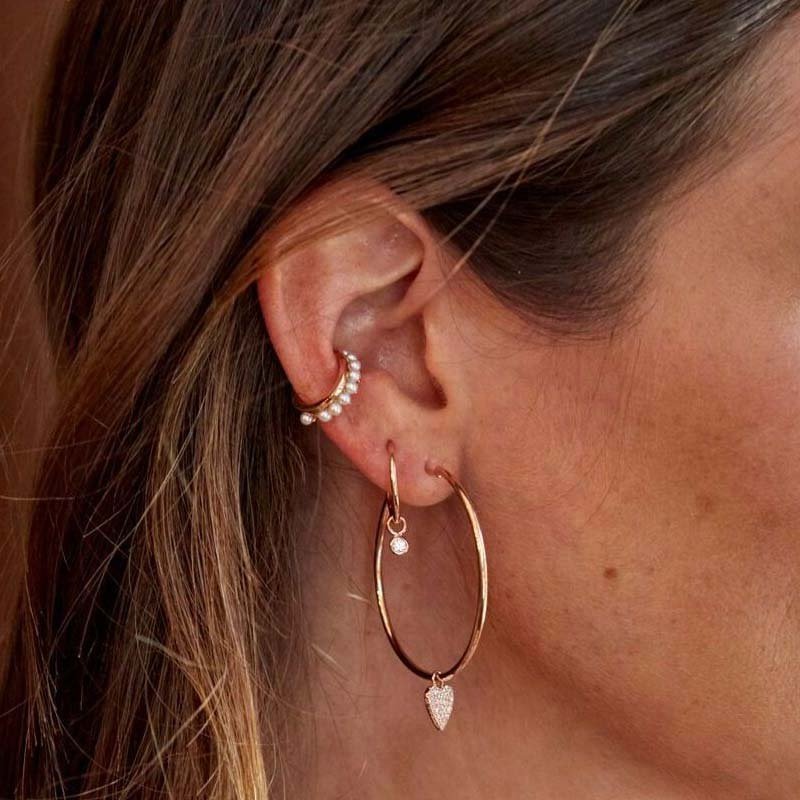 Statement Jewelry Pearl Ear Cuff Earring 18k Gold 925 Sterling Silver