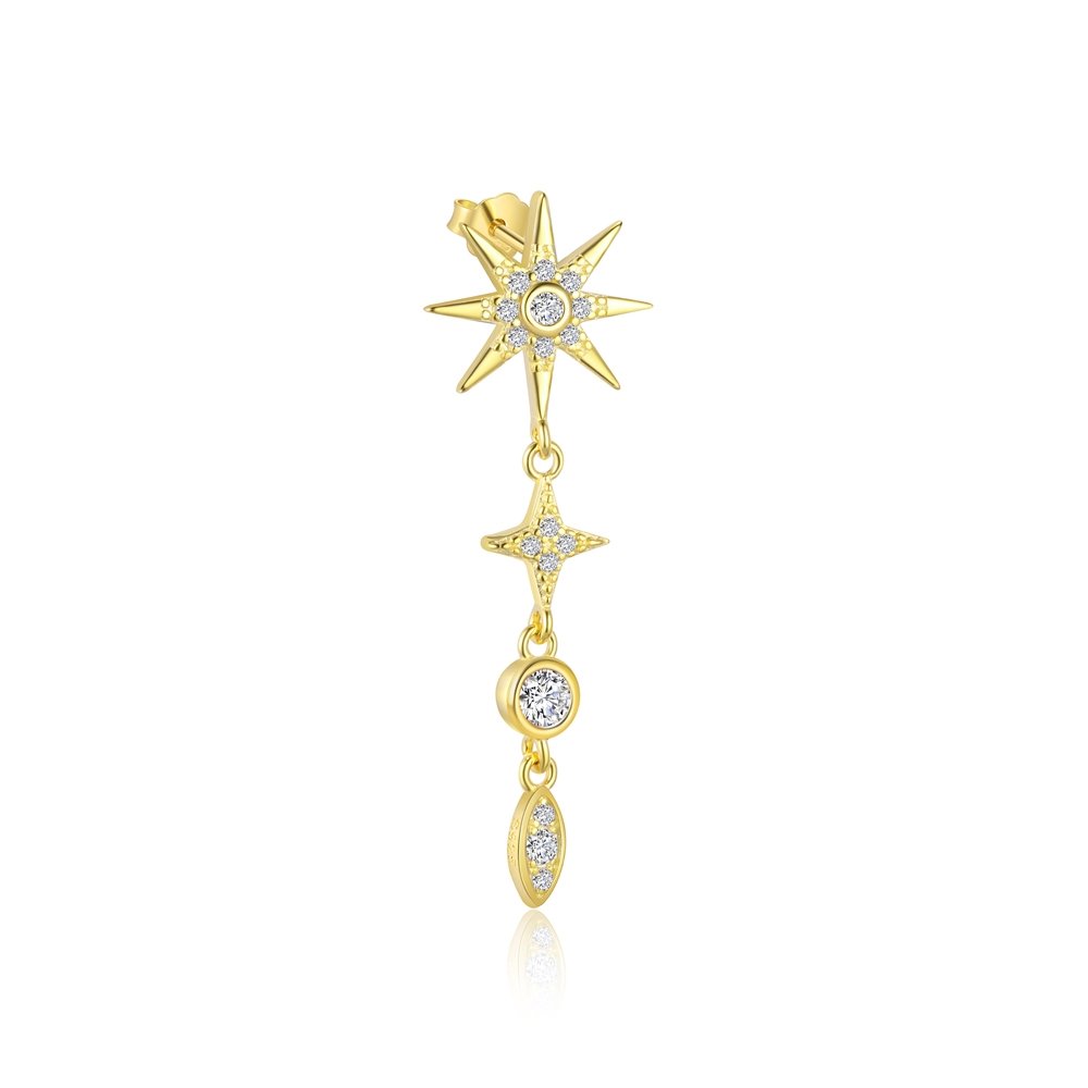 Trendy Statement Jewelry 925 Sterling Silver Star Moon Sun Evil Eye Zircon Stud Tassel Dangle Drop Earring
