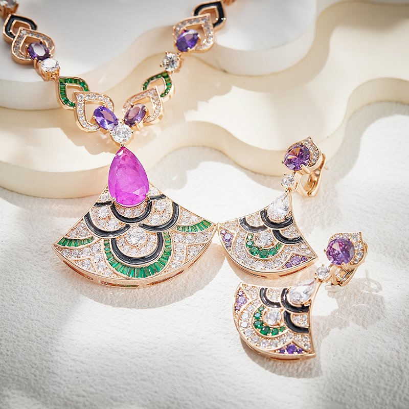 18K Gold Plated Enamel Zircon Light Luxury High-End Fashion Women's Fine Dangle Earrings for Banquet & Evening Wear