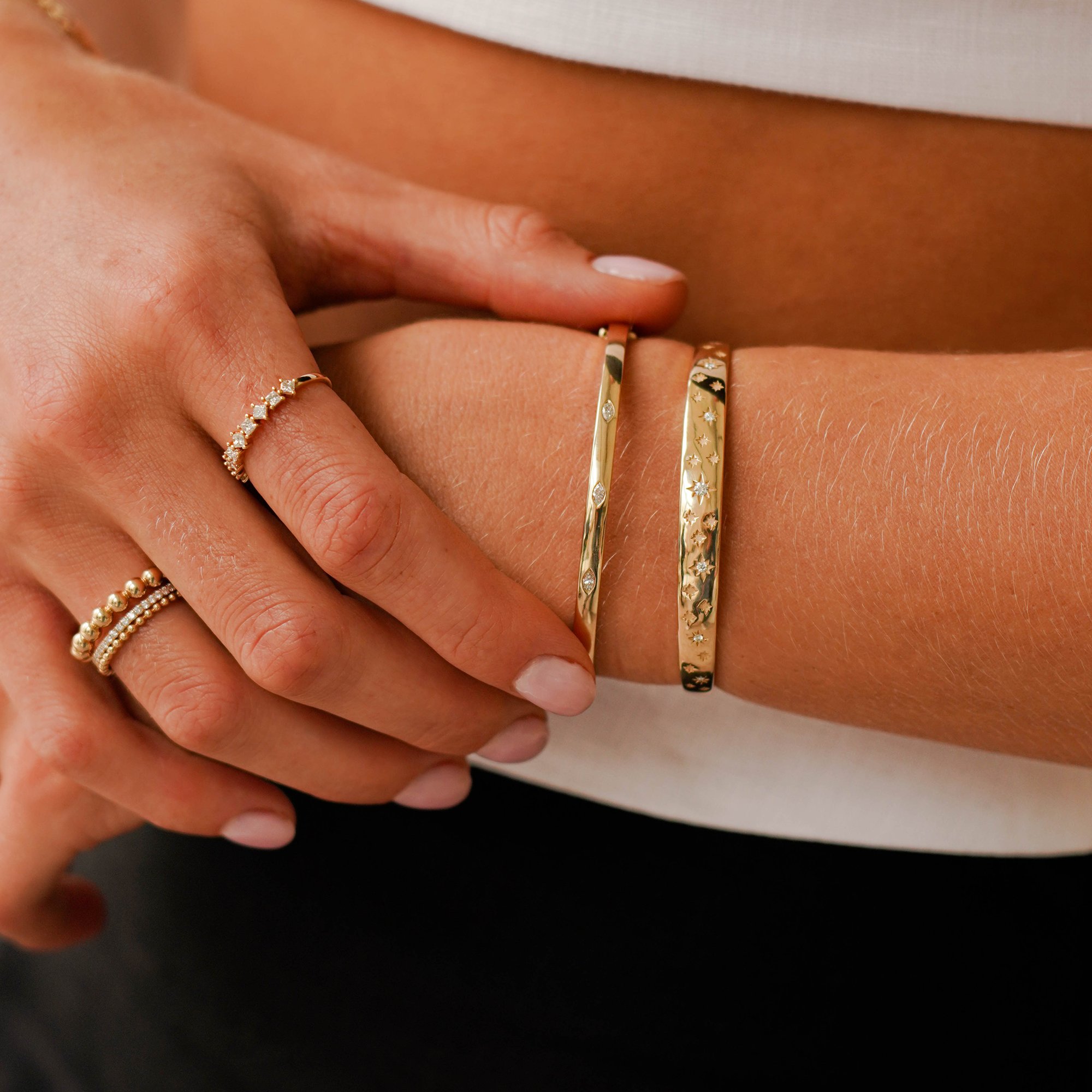 Milskye unique exquisite fine fashion jewelry brass 18k gold plated PVD starburst cuff bracelets