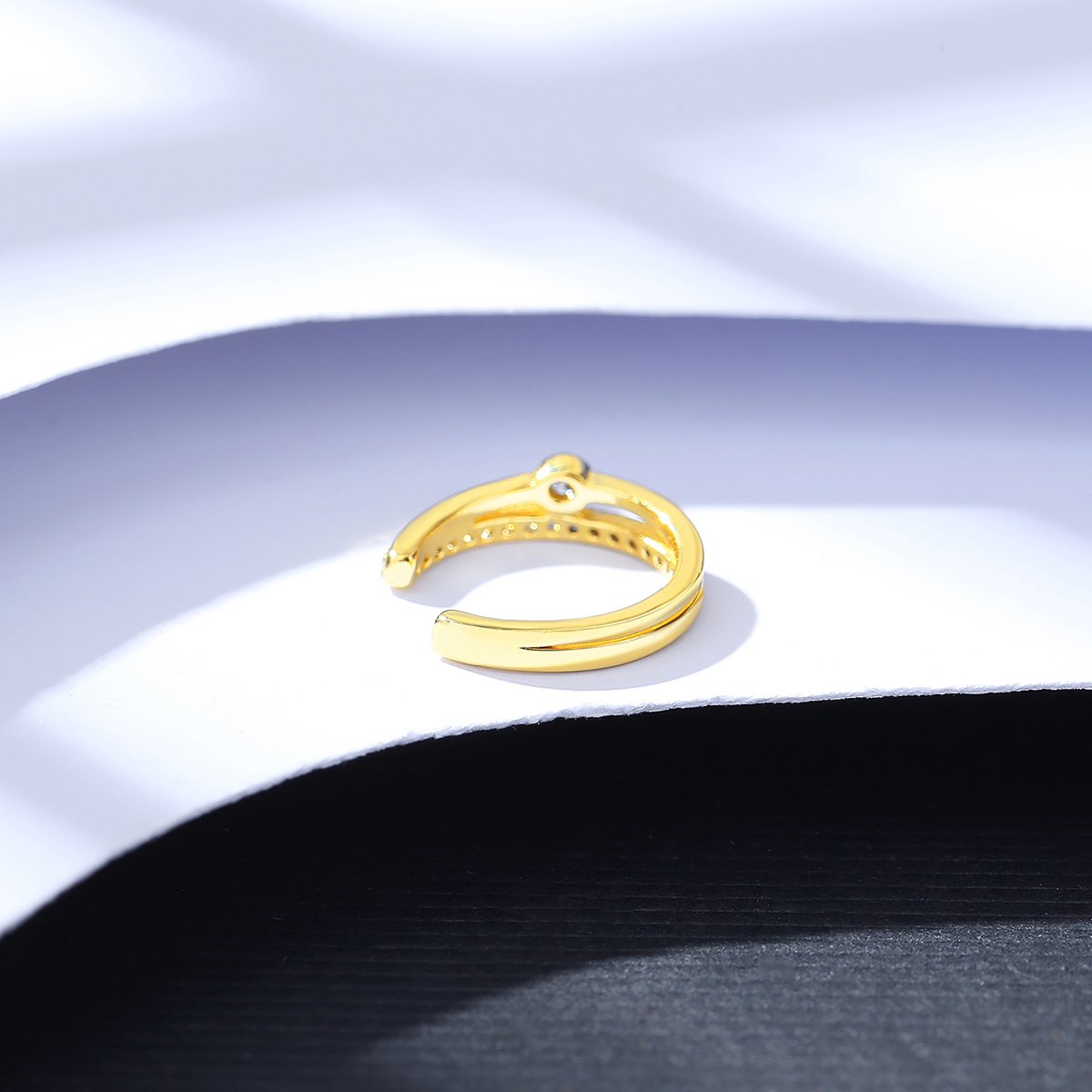 LUOTEEMI One PC Minimalist Tiny Pave Fashion Ear Cuff Silver C Shape Simple Hot Sale Ear Ring Charm Cuff Earrings