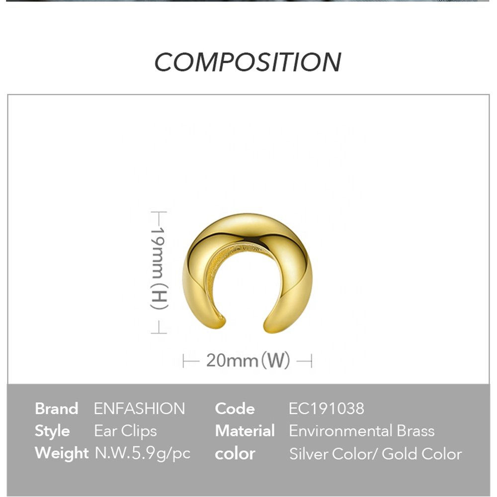 Big Ball Punk Ear Cuff Clip On Earrings Gold Color Rock Pea Earrings Without Piercing Fashion Jewelry Wholesale EC191038