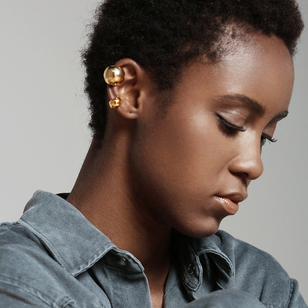 Big Ball Punk Ear Cuff Clip On Earrings Gold Color Rock Pea Earrings Without Piercing Fashion Jewelry Wholesale EC191038