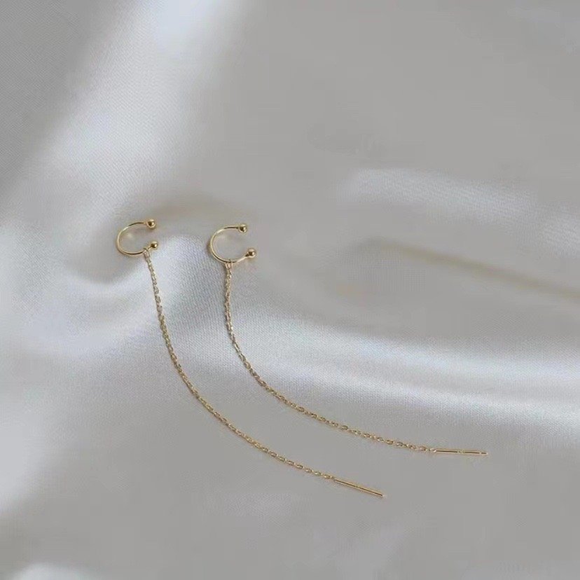 925 Sterling Silver Cuff Earrings for Women Classic Style Chain Wrap Climber Cool Earrings Fine Jewelry