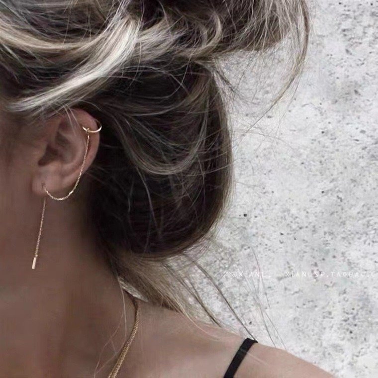 925 Sterling Silver Cuff Earrings for Women Classic Style Chain Wrap Climber Cool Earrings Fine Jewelry