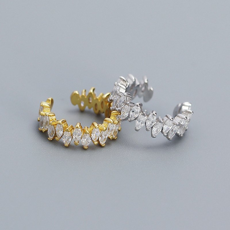 RainbowKing's High End S925 Silver Ear Cuff with Marquise Cubic Zirconia Must Have Elegant Accessory for Women Fine Jewelry