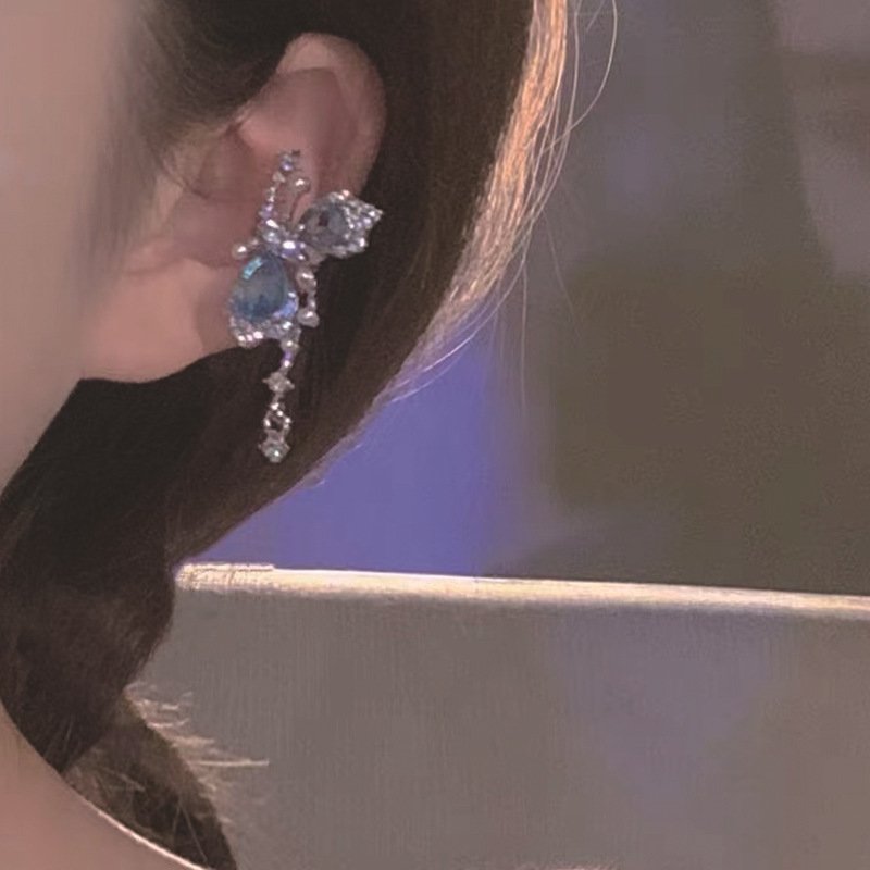 Luxury Asymmetric Butterfly Ear Bone Clip Fine Jewelry Clip on Earrings for Women