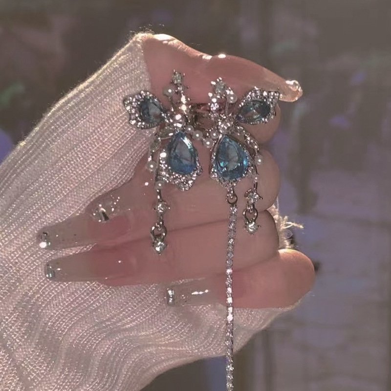 Luxury Asymmetric Butterfly Ear Bone Clip Fine Jewelry Clip on Earrings for Women