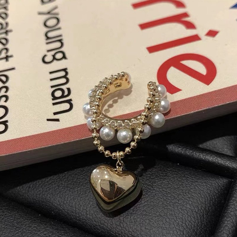 Korean Love Rhinestone Earrings Fine Jewelry No Ear Holes Pearl Ear Cuff Earring
