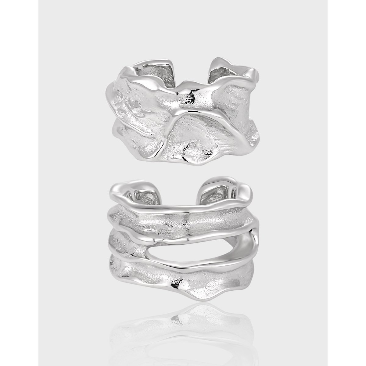 Hot Wholesale Concave-convex Irregularity Lava Texture Hollow Cuff Earring Women's Fashion Jewelry S925 Sterling Silver Earring