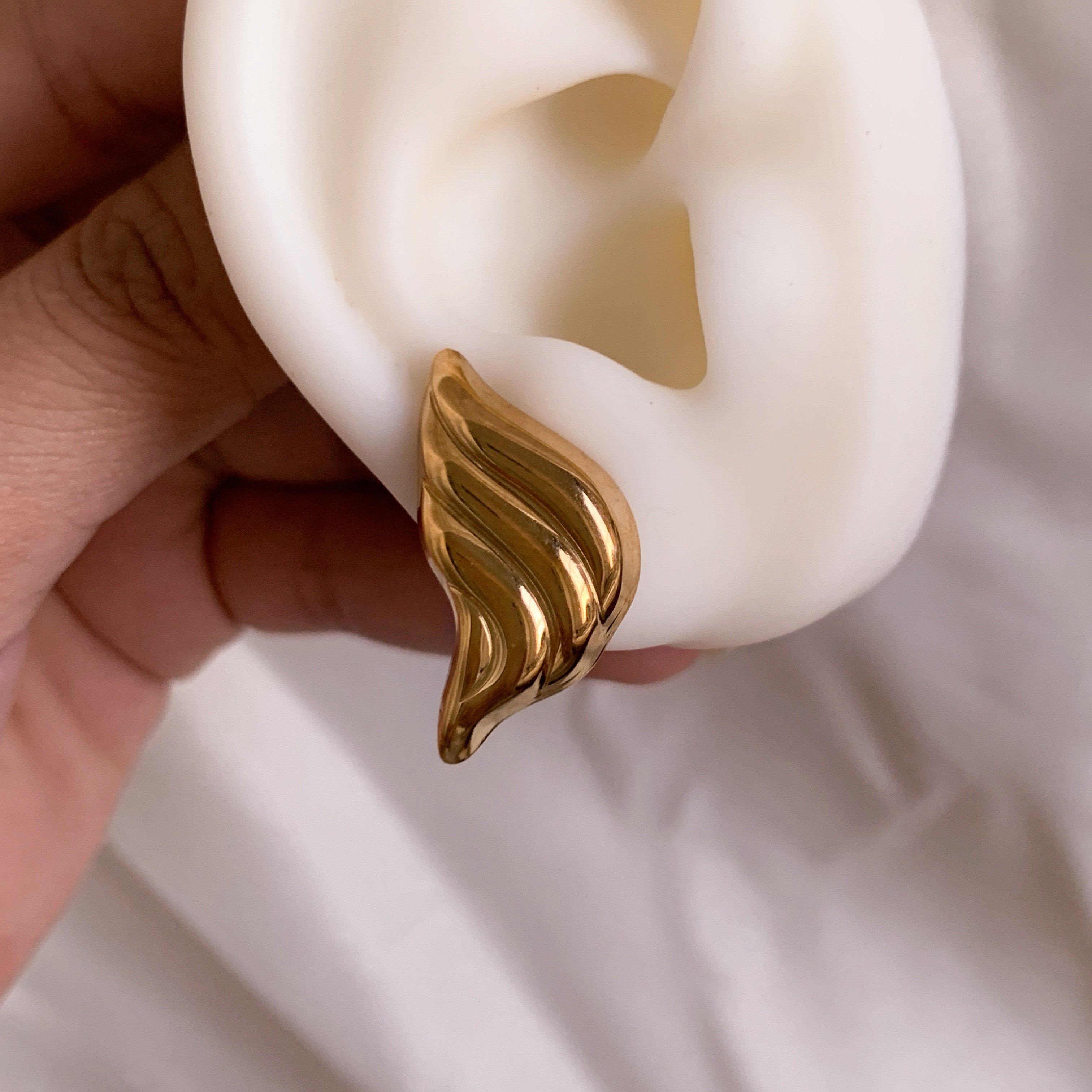 ARETAS New Fashion Jewelry Wing Textured Earrings Wholesale Stainless Steel Waterproof Vintage Irregular Women's Earrings