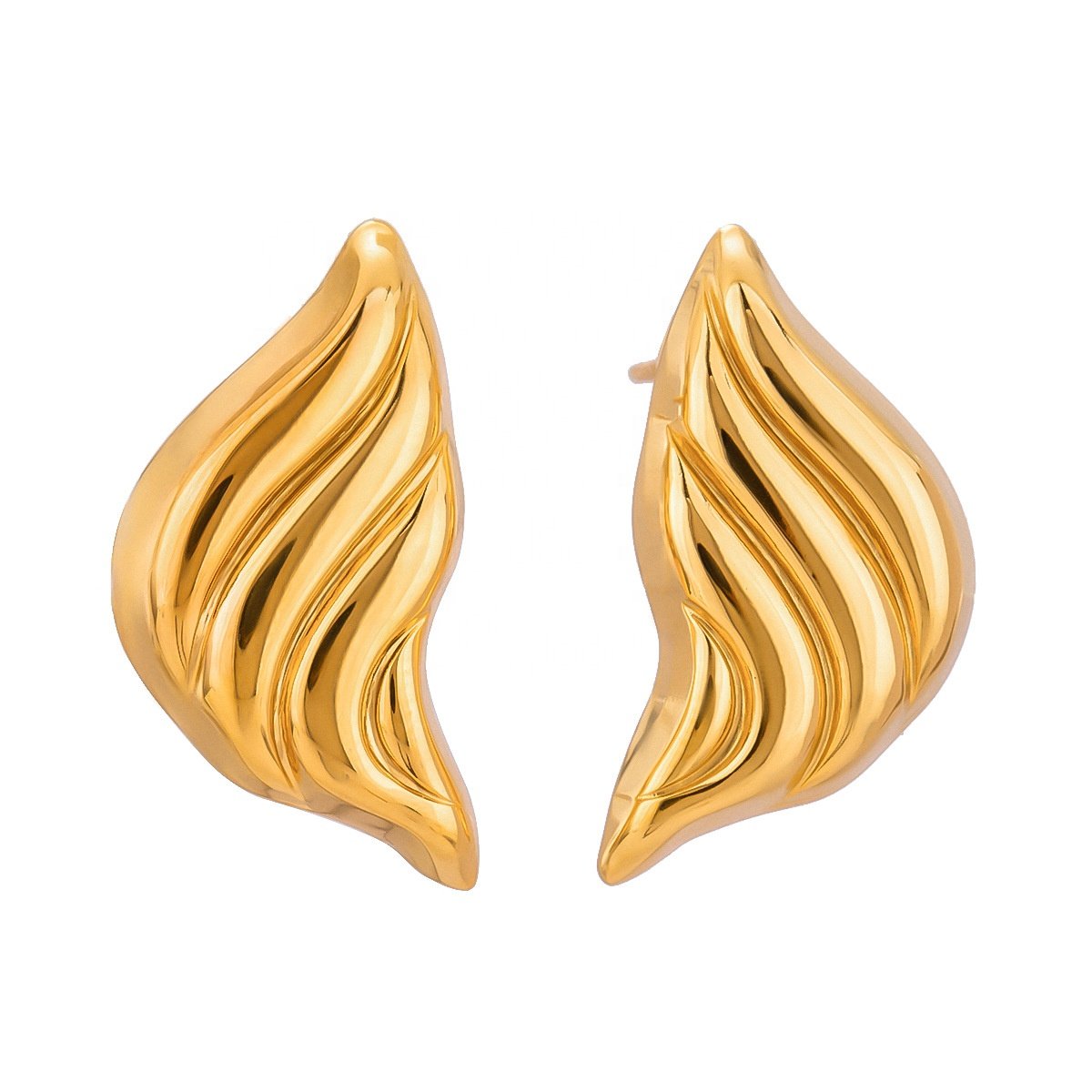 ARETAS New Fashion Jewelry Wing Textured Earrings Wholesale Stainless Steel Waterproof Vintage Irregular Women's Earrings