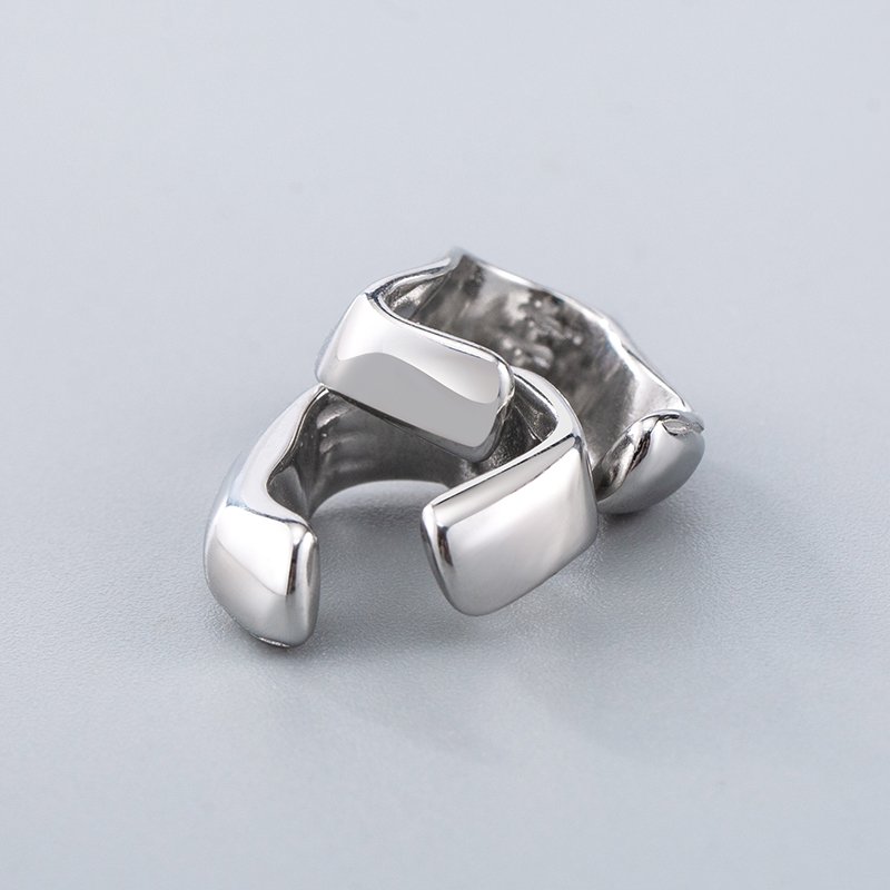 Punk Trend Geometric Clip Earrings Men/Women Stainless Steel Hypoallergenic Irregular Ear Cuff