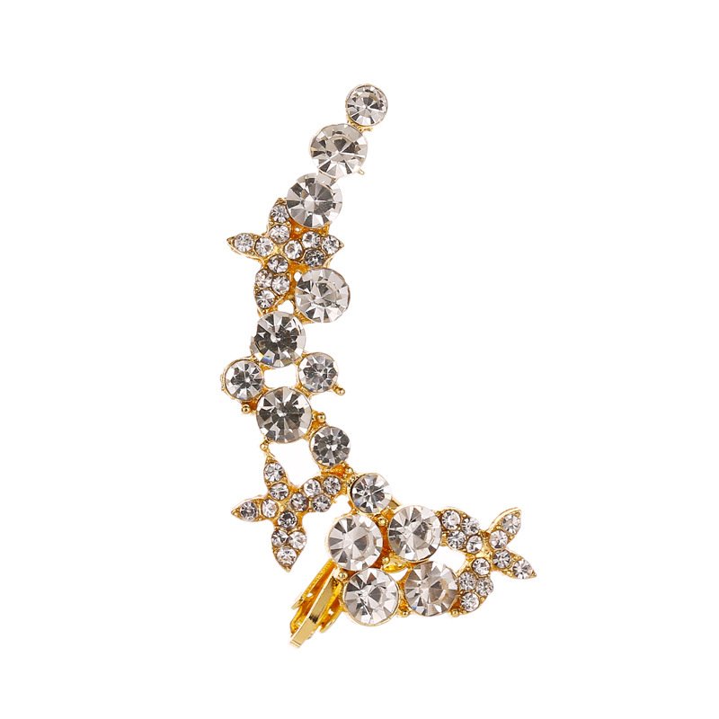 New Trendy Aretes Orecchie Ohrring Full Zircon Ear Cuff Wrap Butterfly Flowers Crystal Ear Clip On Earrings for Women Jewelry
