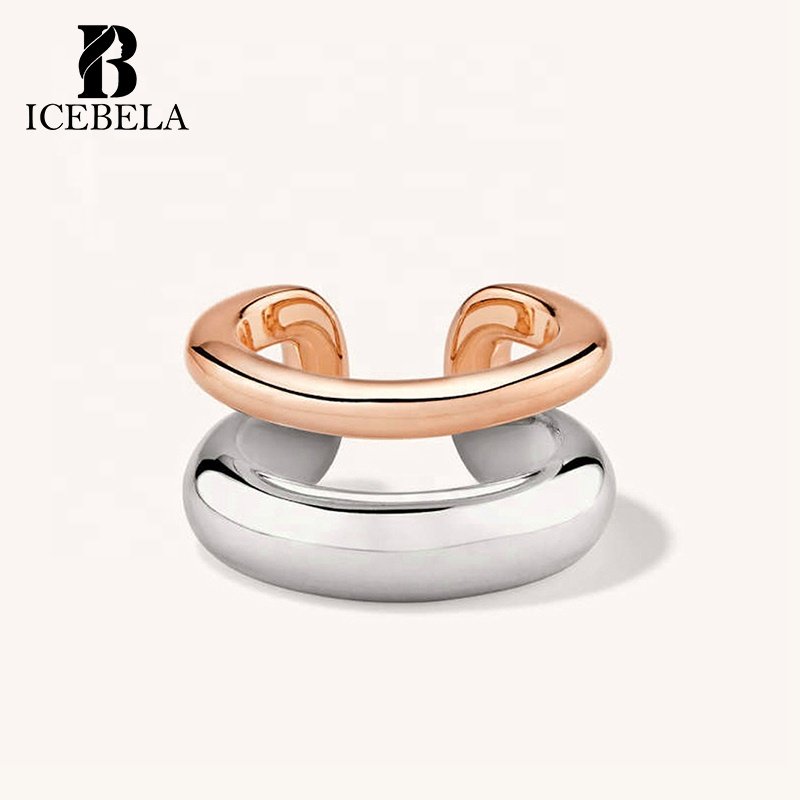 Light Luxury Fine Jewelry Wholesale S925 Sterling Silver Minimalist Double Chunky Smooth Ear Cuff Earrings For Women