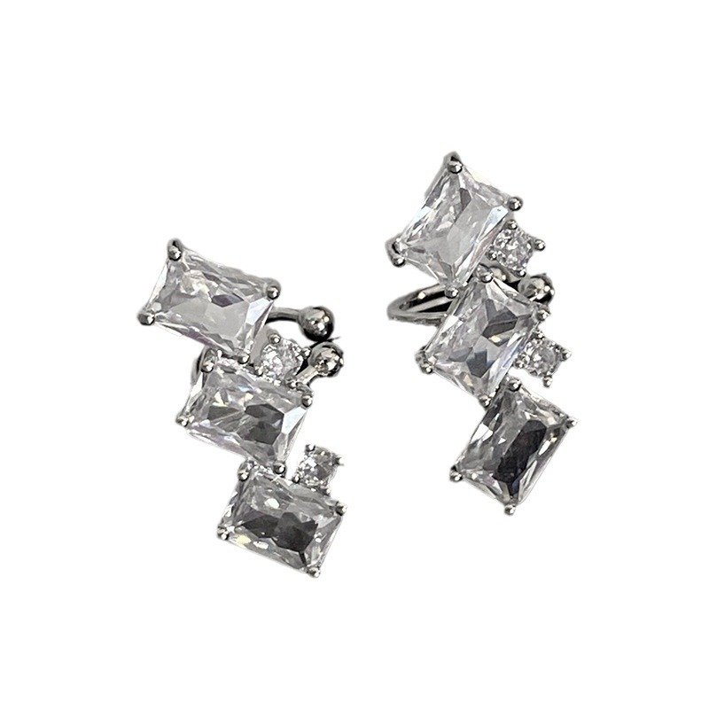 Fashion Ear Bone Cuff Earrings Jewelry Earrings Clip Men Women Ear Cuff Silver Plated Cubic Zirconia Brass Vintage Earrings