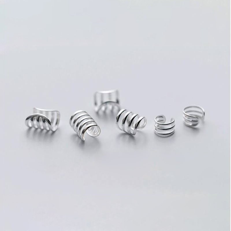 WME7273 Delicate Fine Ear Wraps Minimalist Ear Clips Non Pierced Helix Earrings S925 Sterling Silver Clip On Ear Cuffs