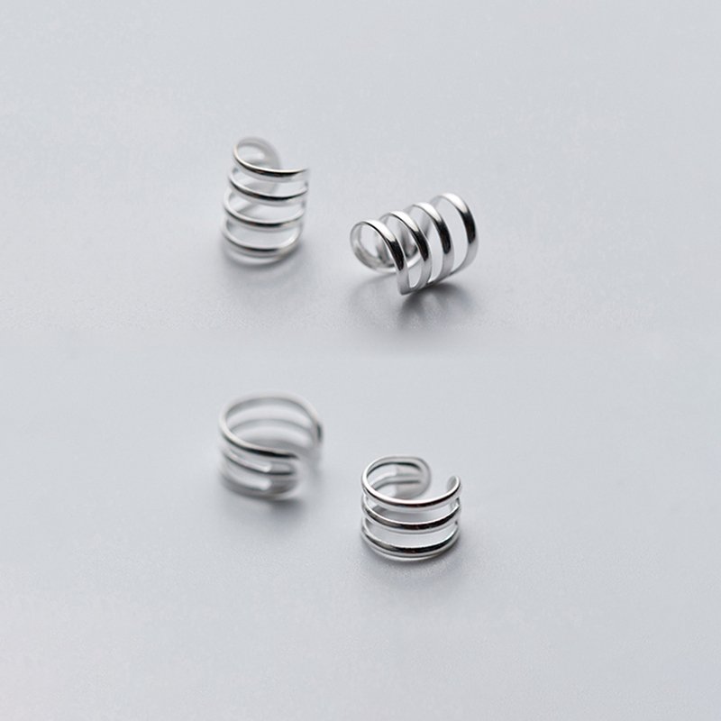 WME7273 Delicate Fine Ear Wraps Minimalist Ear Clips Non Pierced Helix Earrings S925 Sterling Silver Clip On Ear Cuffs