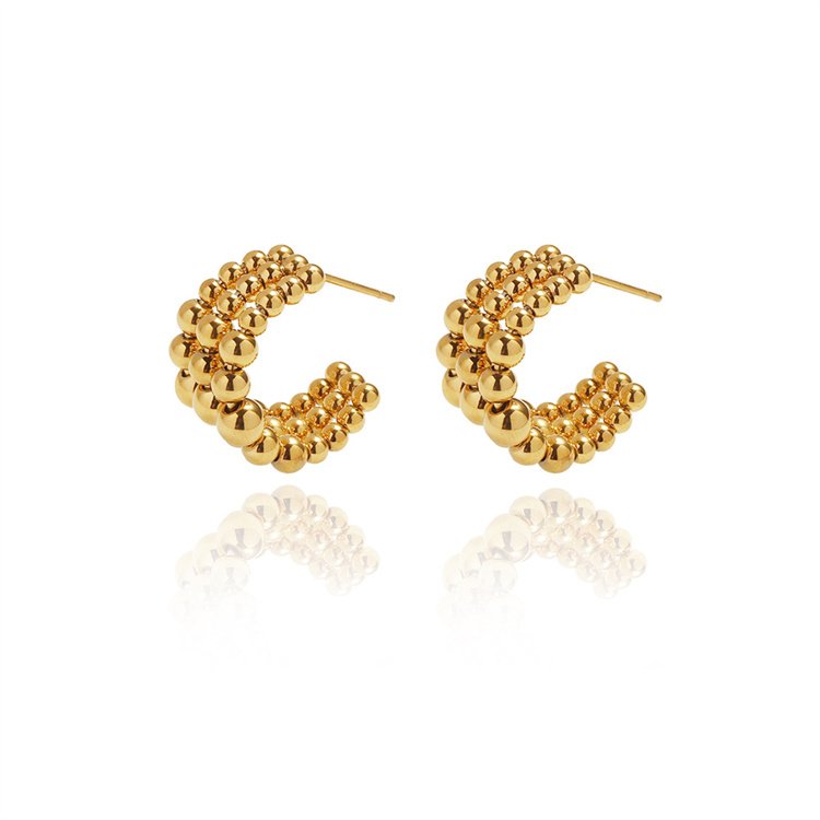 Fashion fine jewelry 18k hoop earring stainless steel cuff beads earring