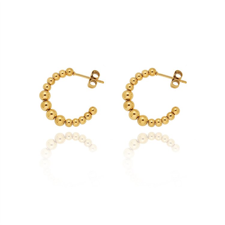 Fashion fine jewelry 18k hoop earring stainless steel cuff beads earring