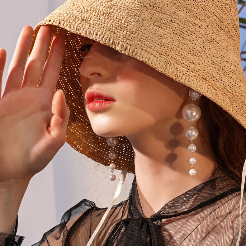 Woying Brand New Long Simulated Pearl Beads Tassel Earrings Indian Bridal Women Statement Drop Earrings Wedding Jewelry Earrings